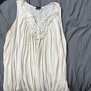 a.n.a Cream Pleated Sleeveless Tank Top